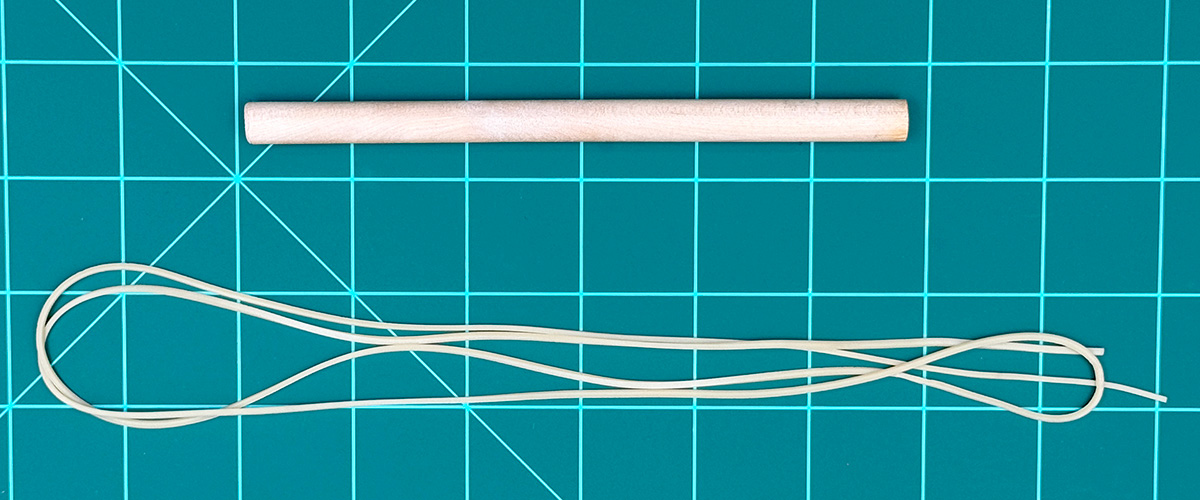 Wooden down and rubber band